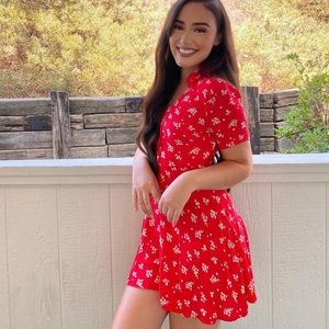 Red Floral Mini Dress